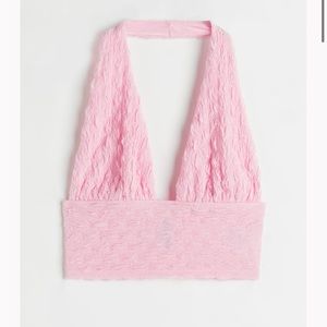 H&M light pink halter jack top in size small